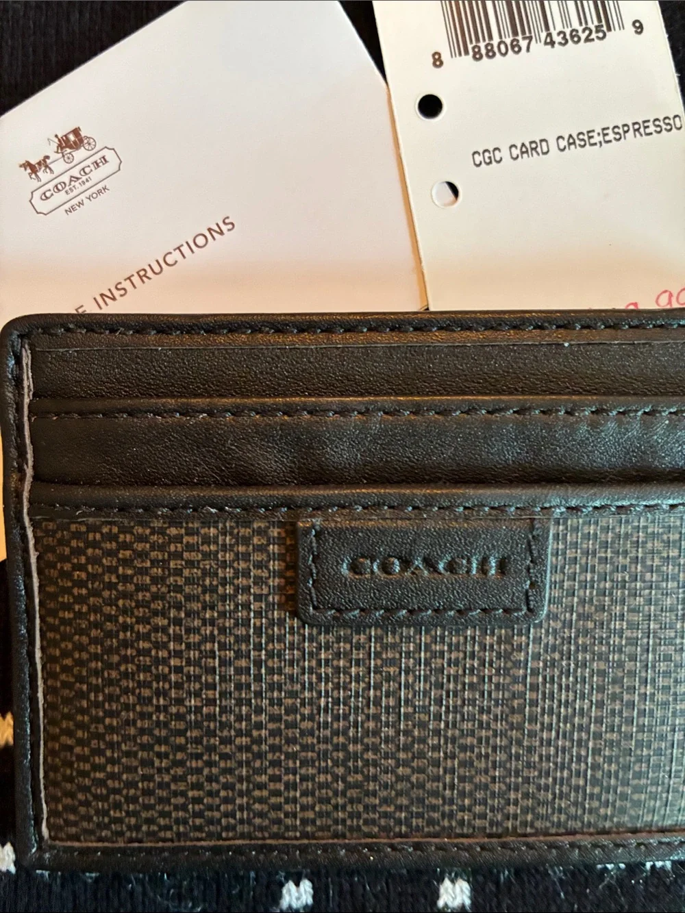Coach Men’s Espresso Textured Leather Card Holder Case Black/Brown F74814